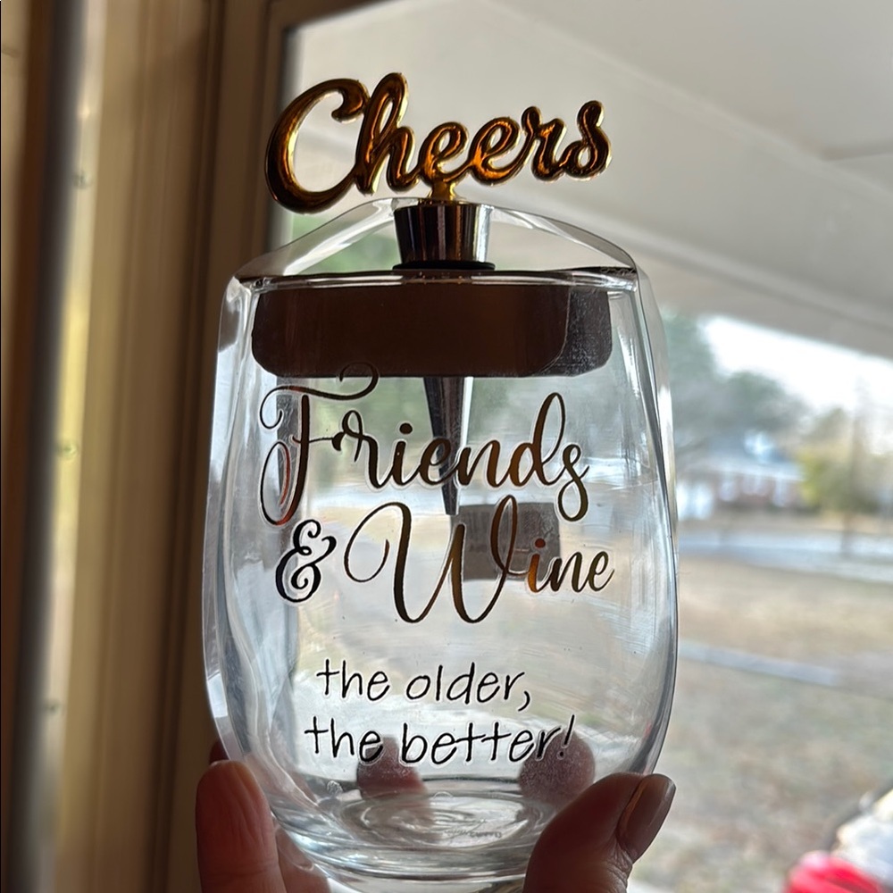 Cheers Wine Glass with Gold Accents
